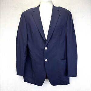 Samuelsohn ITALY Wool Performance Blazer SB Gable‎ Mens 42R Navy Blue Super 140s